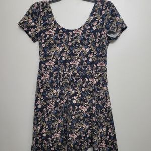Forever 21 black floral skater dress